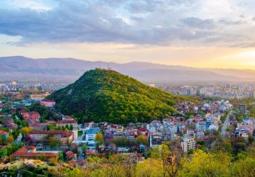 tramonto vista dall'alto Plovdiv