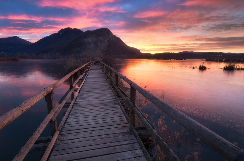 Torbiere del Serbino al tramonto